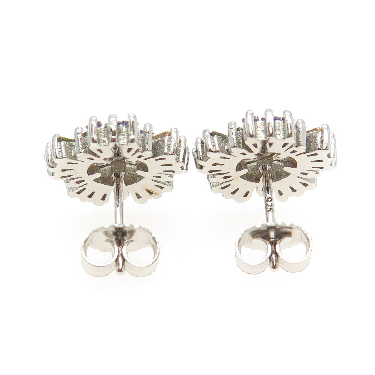 925 Sterling Silver Tapered Baguette Round & Pear-Cut Multi-Color C Z Earrings