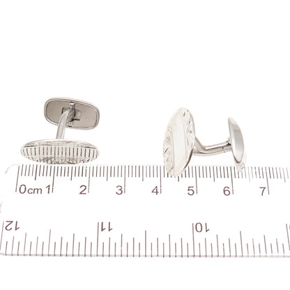 Simmons 925 Sterling Silver Antique Art Deco Engraved Floral Oval Cufflinks