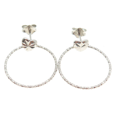 925 Sterling Silver Diamond-Cut Circle Dangling Earrings