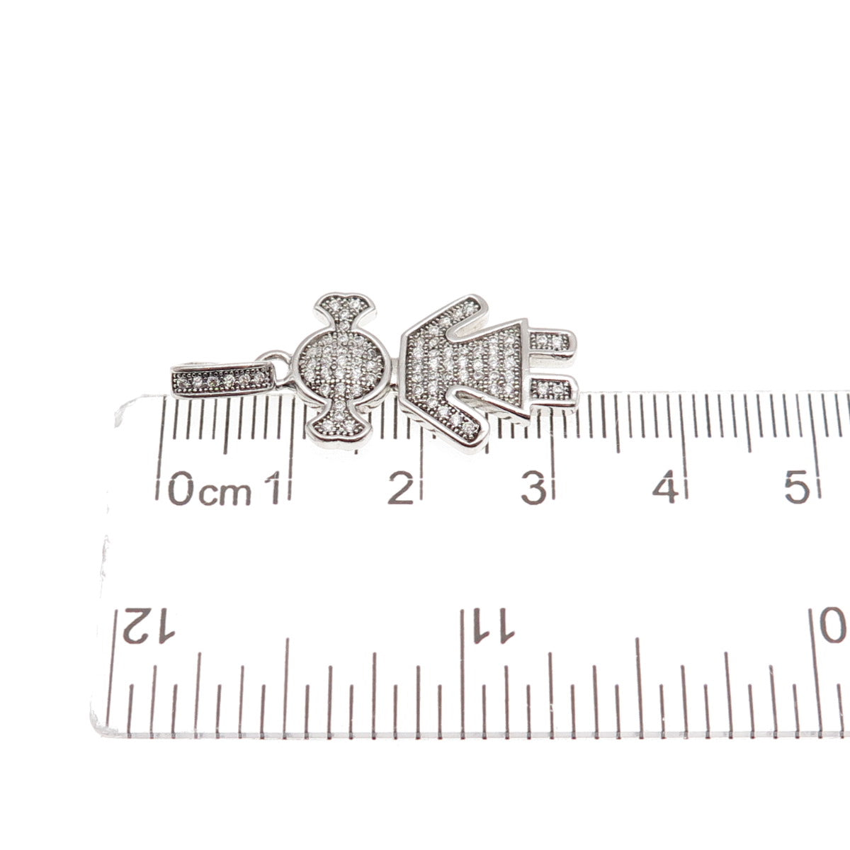 925 Sterling Silver Round-Cut C Z Girl Charm Pendant