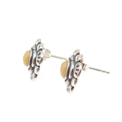 Carolyn Pollack American West Sterling Silver Vintage Real Agate Floral Earrings