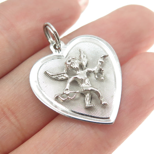 TOWN & COUNTRY 925 Sterling Silver Vintage Cupid Heart Charm Pendant