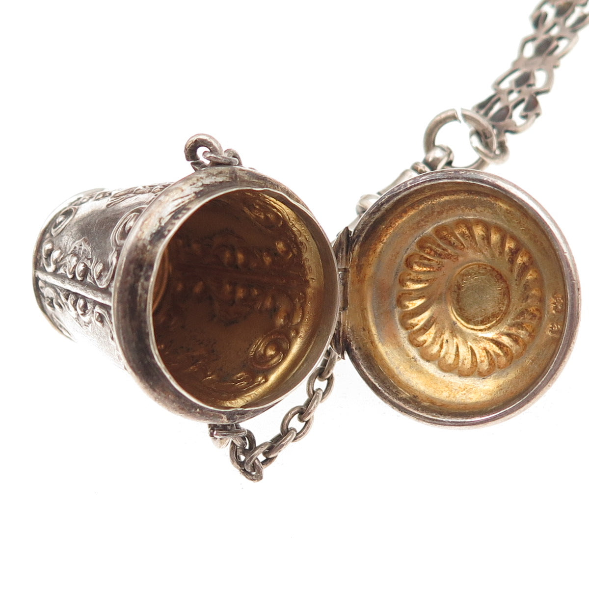 Henry Matthews 925 Sterling Silver Antique 1900 Birmingham Chatelaine Chain Fob
