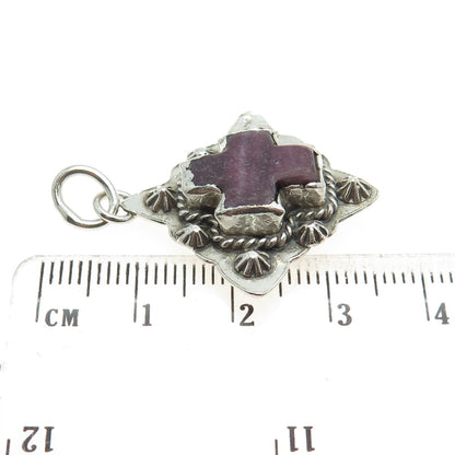 Old Pawn 925 Sterling Silver Vintage Southwestern Sugilite Star & Cross Pendant