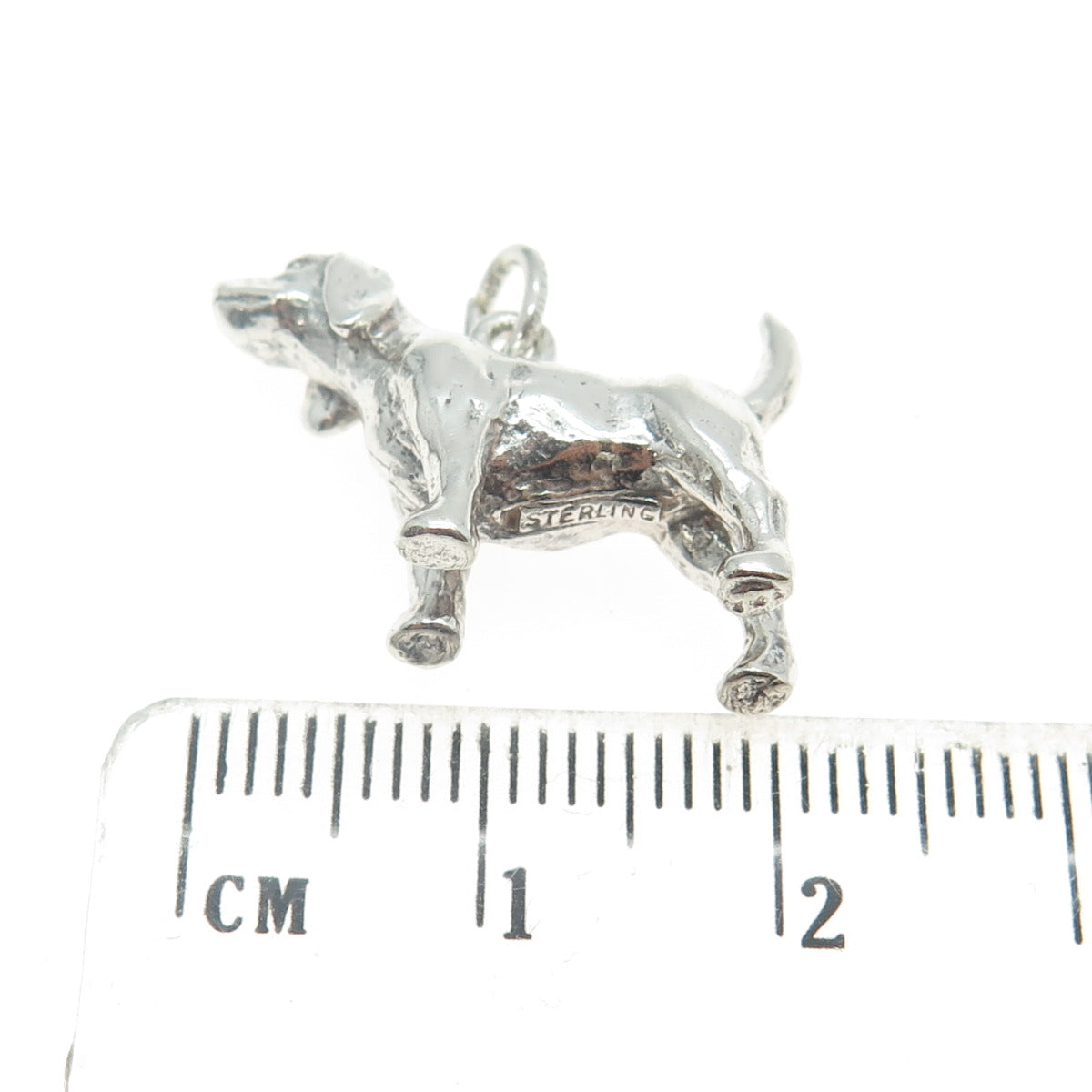 925 Sterling Silver Antique Art Deco Dog Minimalist 3D Charm Pendant