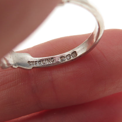 925 Sterling Silver Vintage Irish Claddagh Oxidized Ring Size 8.5