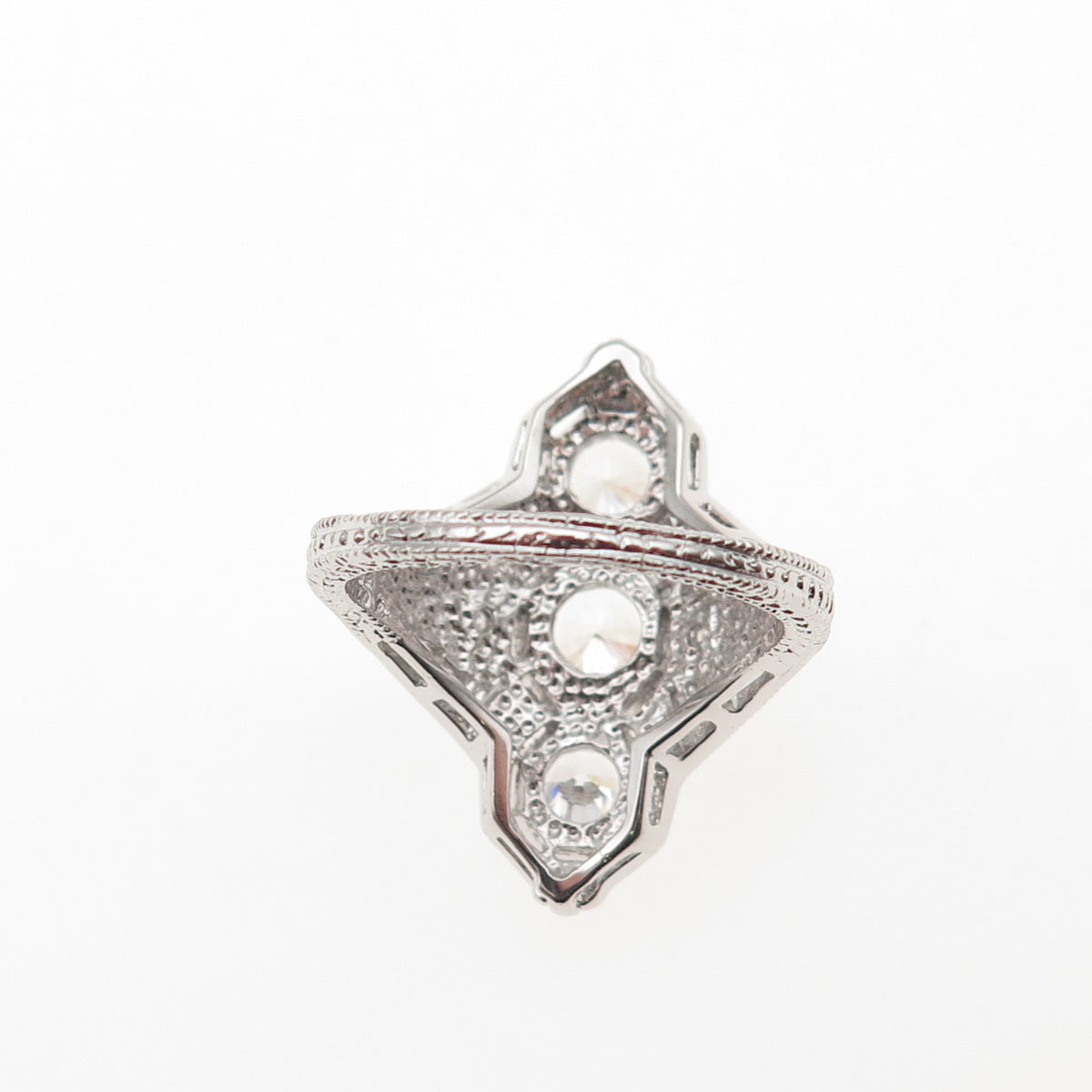 925 Sterling Silver Round-Cut C Z Bohemian Ring Size 9.25