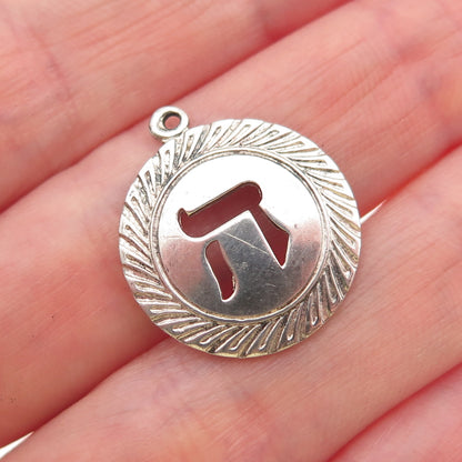 Elco 925 Sterling Silver Vintage Letter Chai Judaica Charm Pendant