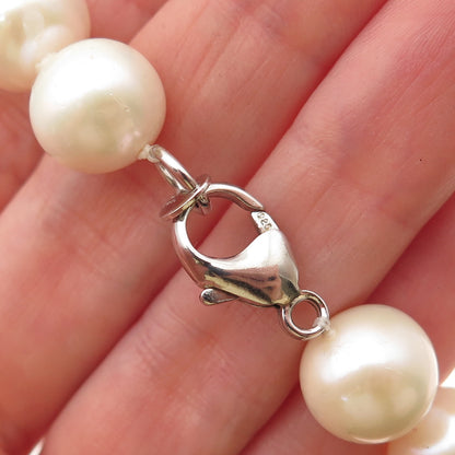 LUCAS LAMETH 925 Sterling Silver Vintage Real Pearl Beaded Necklace 24"