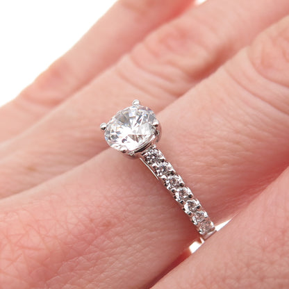 925 Sterling Silver Round-Cut C Z Engagement Ring Size 6.5