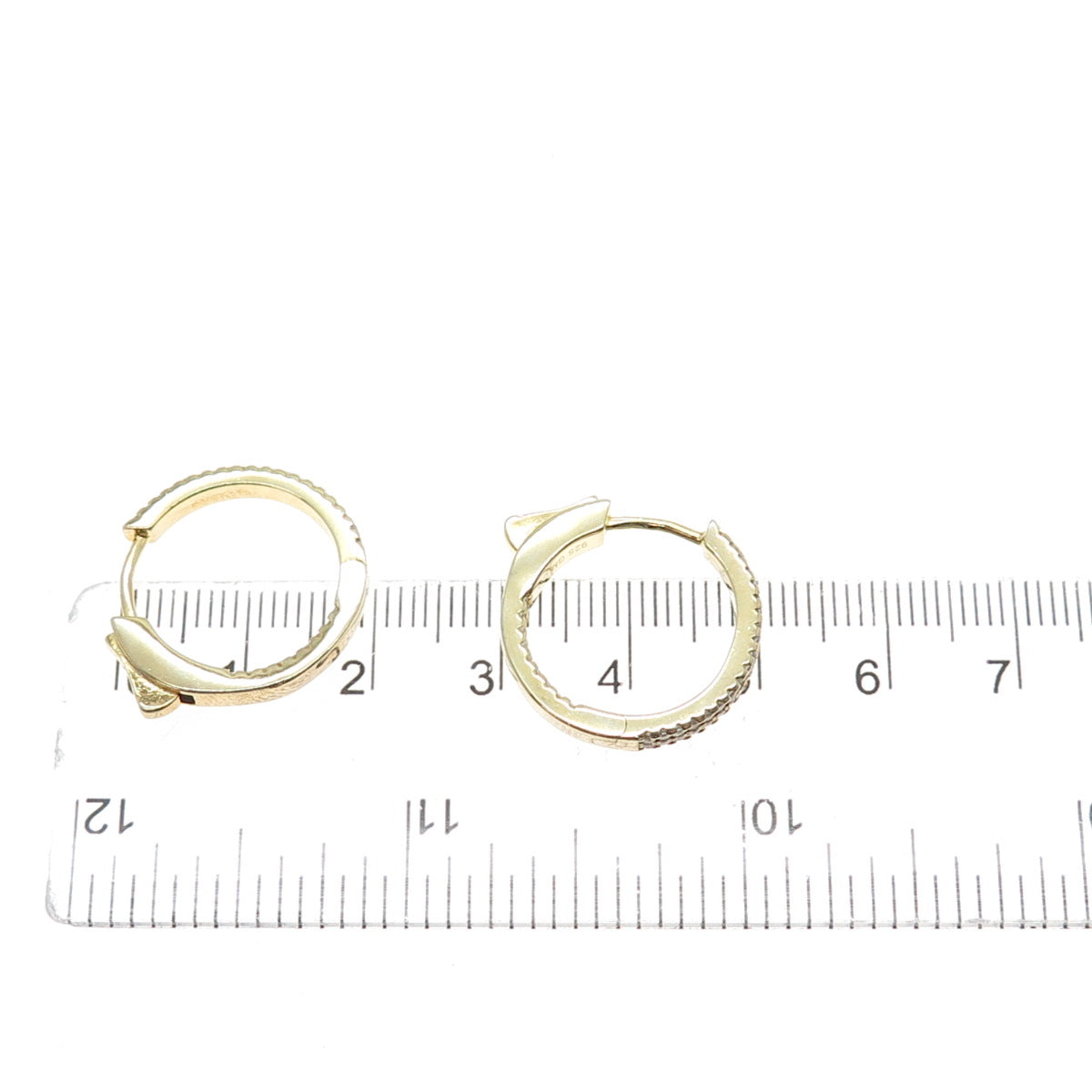 925 Sterling Silver Gold Plated Round-Cut C Z In & Out Hoop Earrings
