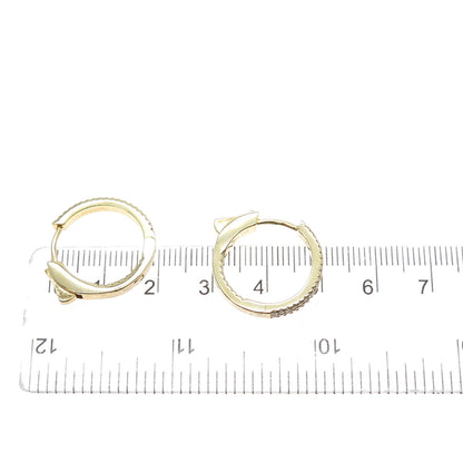 925 Sterling Silver Gold Plated Round-Cut C Z In & Out Hoop Earrings