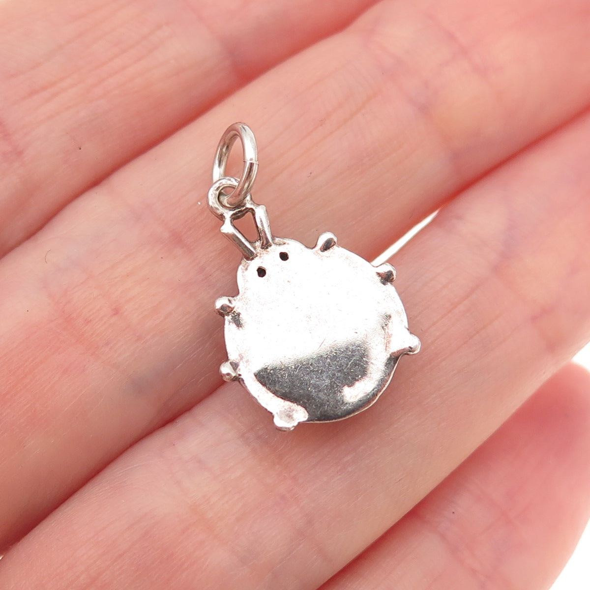 925 Sterling Silver Vintage Real Sapphire Spinel & C Z Ladybird Charm Pendant