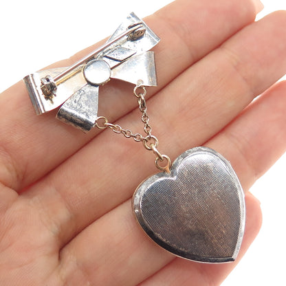 Louis Stern 800/925 Silver 1/20 12K GF Antique WWII US Navy Heart Locket Brooch