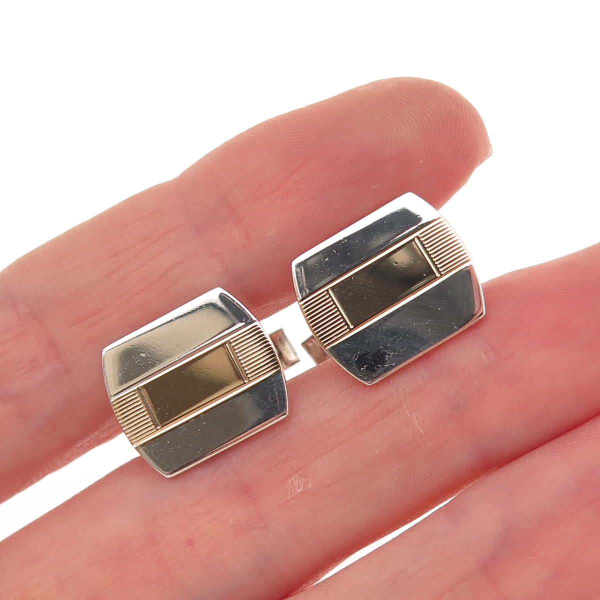 Simmons 925 Sterling Silver 14K Rose Gold Vintage Signet Cufflinks
