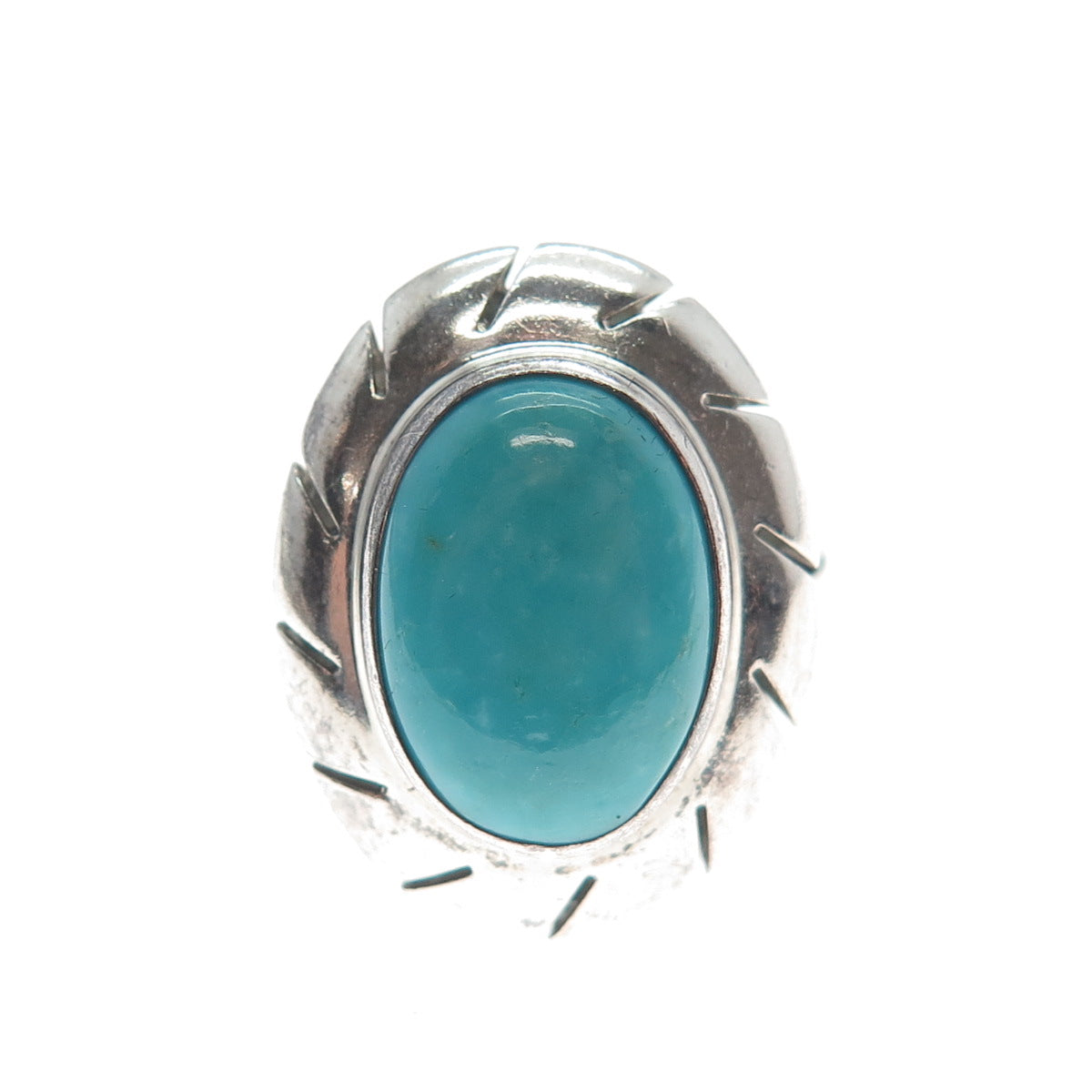 925 Sterling Silver Vintage Mexico Real Lone Mountain Turquoise Ring Size 6.25