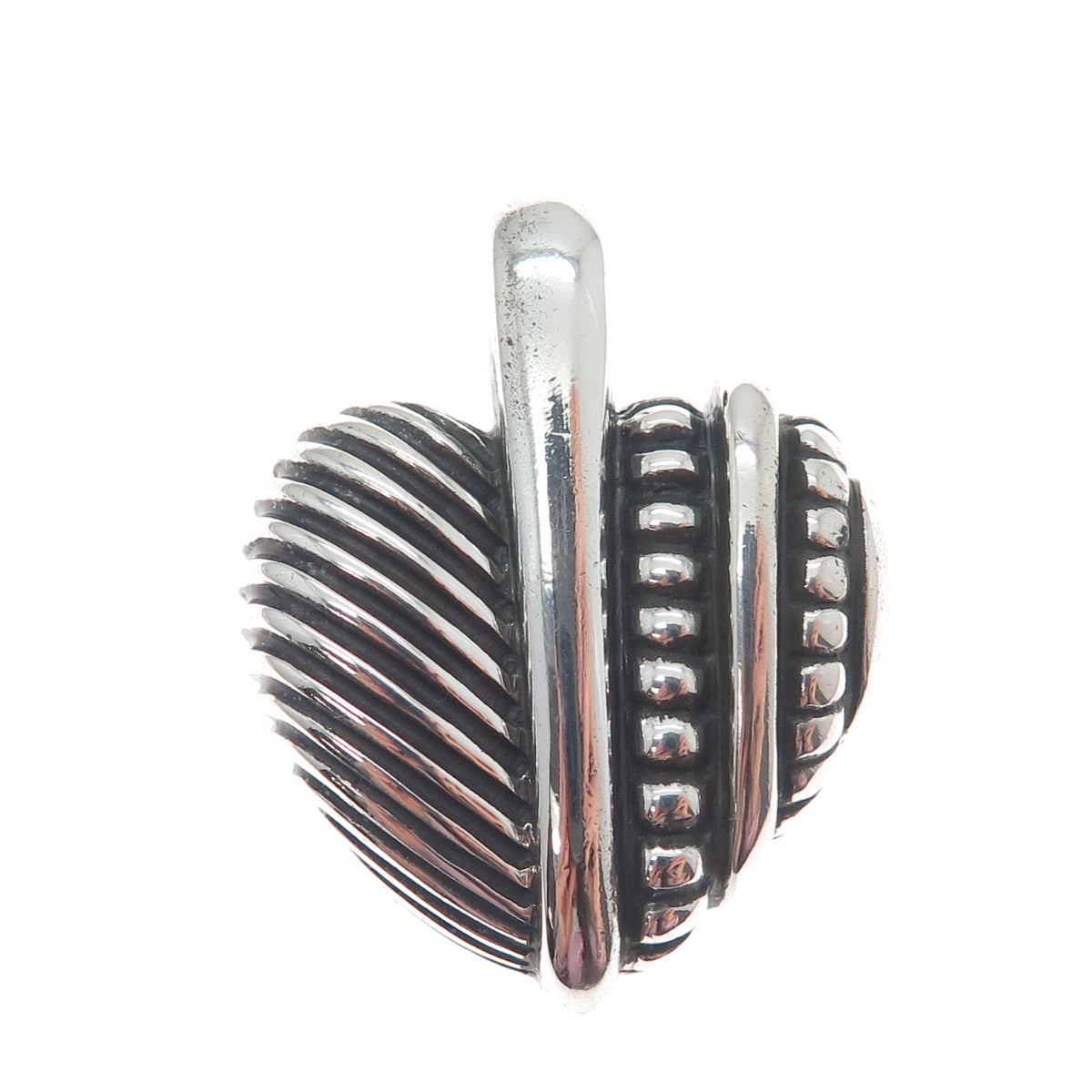 JUDITH RIPKA 925 Sterling Silver Vintage Modernist Heart Oxidized Pendant
