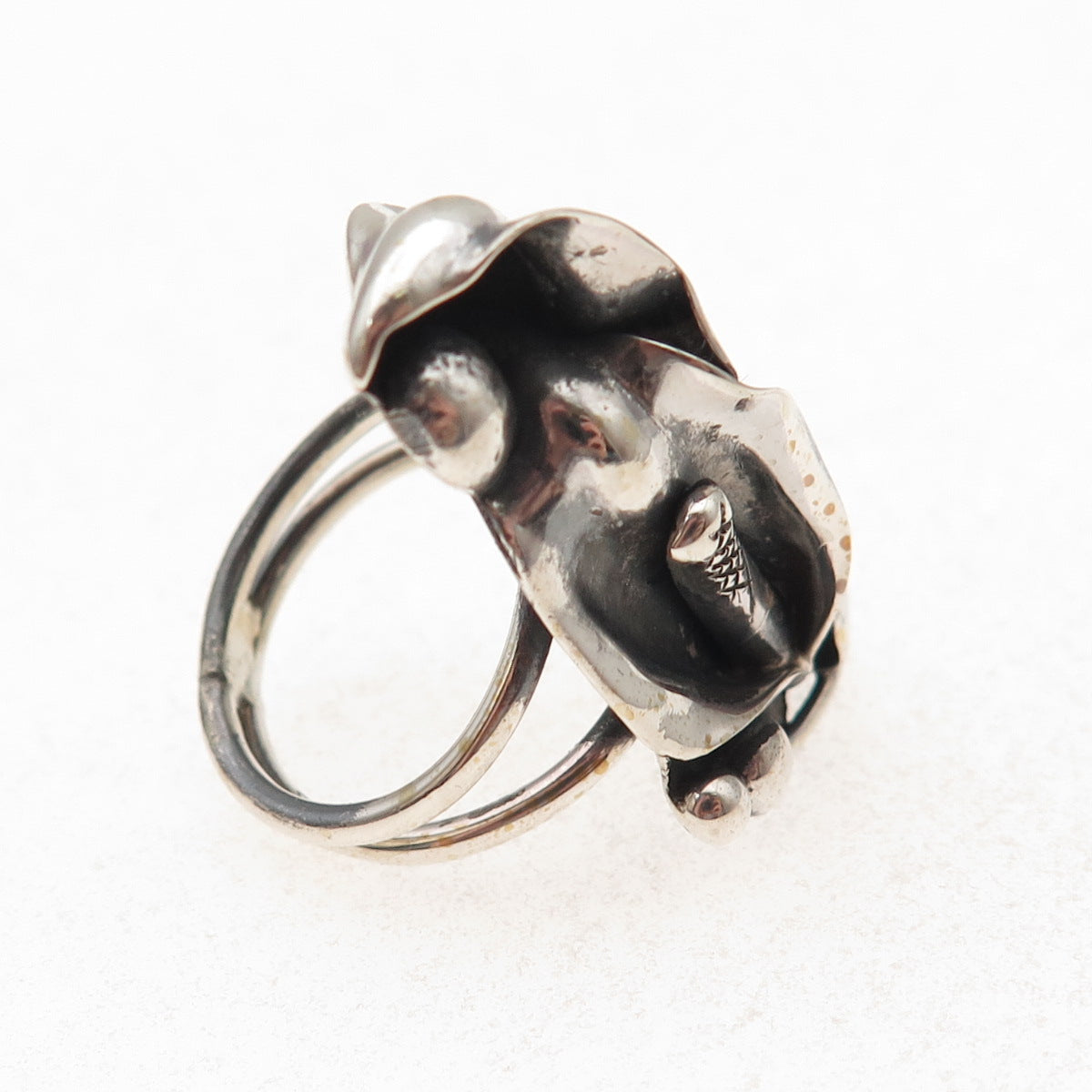 925 Sterling Silver Vintage Calla Lily Flower Oxidized Ring Size 5.5