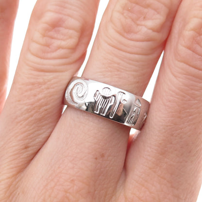 Solvar 925 Sterling Silver History of Ireland Band Ring Size 7.5