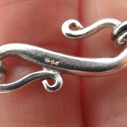 925 Sterling Silver Vintage Real Opal Inlay Station Link Bracelet 7"