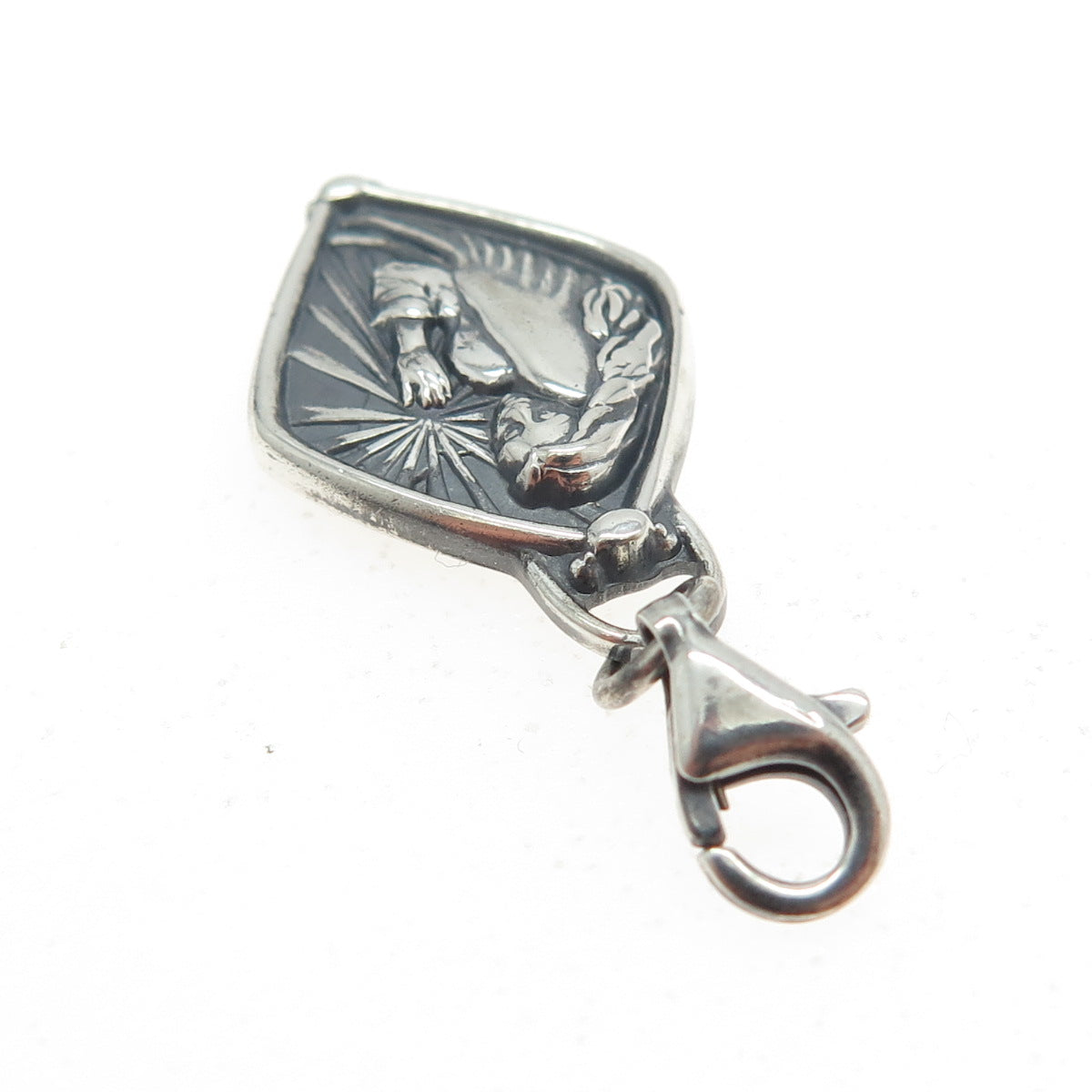 925 Sterling Silver Vintage Anael Angel of Love Lobster Lock Charm Pendant