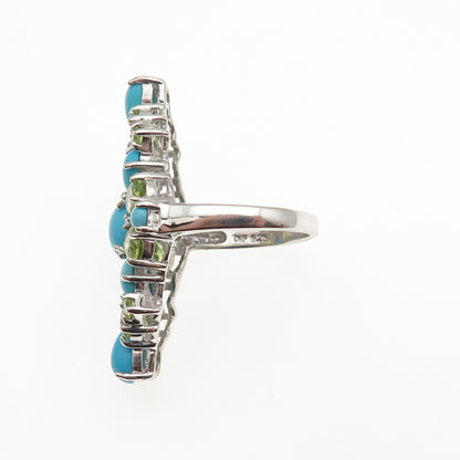 Chapal Zenray 925 Sterling Real Sleeping Beauty Turquoise Peridot Ring Size 8.25