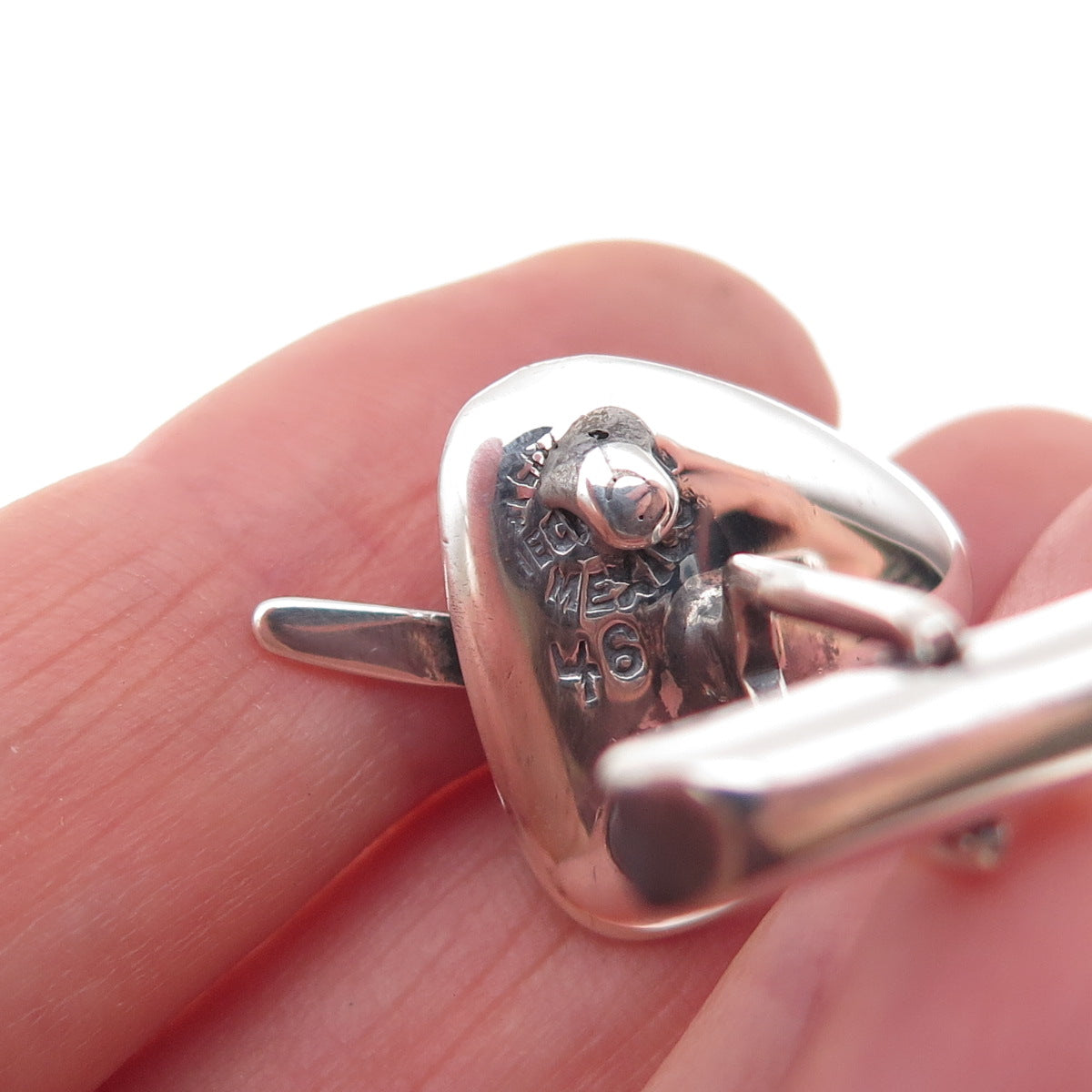 Sigi Pineda 925 Sterling Silver Vintage Mexico Modernist Oxidized Cufflinks #46