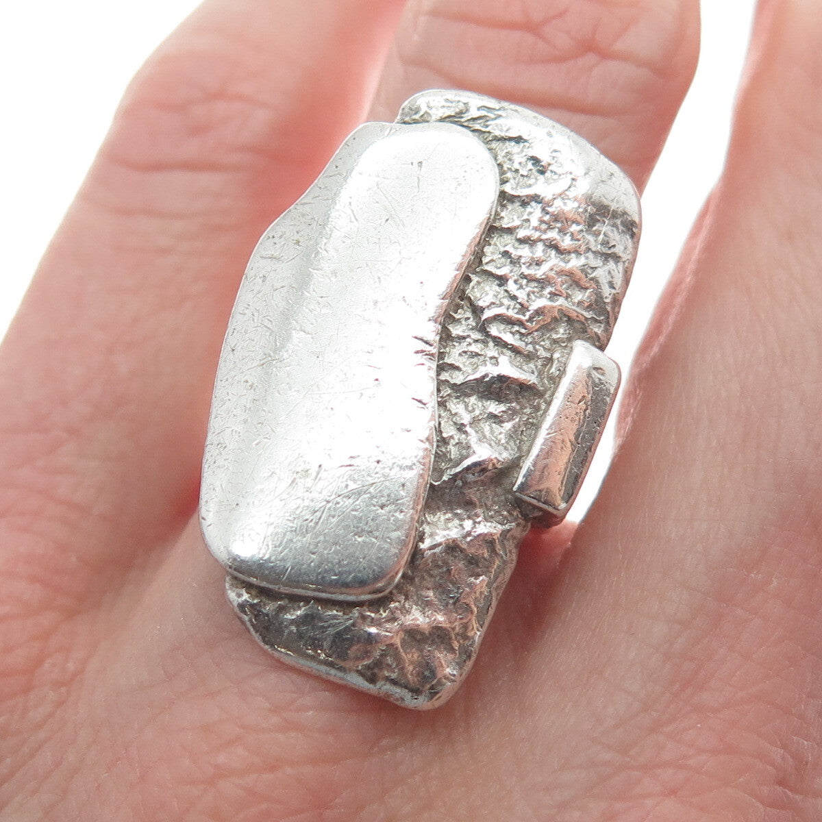 925 Sterling Silver Vintage Israel Modernist Ring Size 6.5