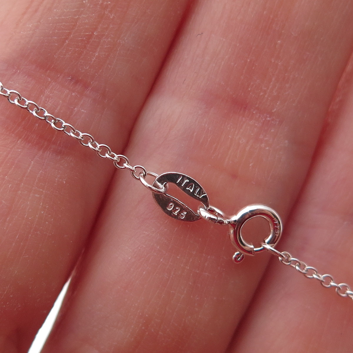 925 Sterling Silver Round-Cut C Z April Birthstone Girl Cable Chain Necklace 18"