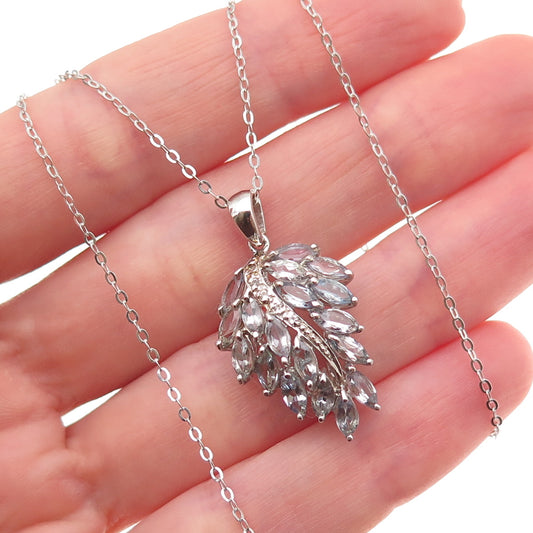 Chuck Clemency 925 Sterling Silver Real Tanzanite White Topaz Chain Necklace 20"