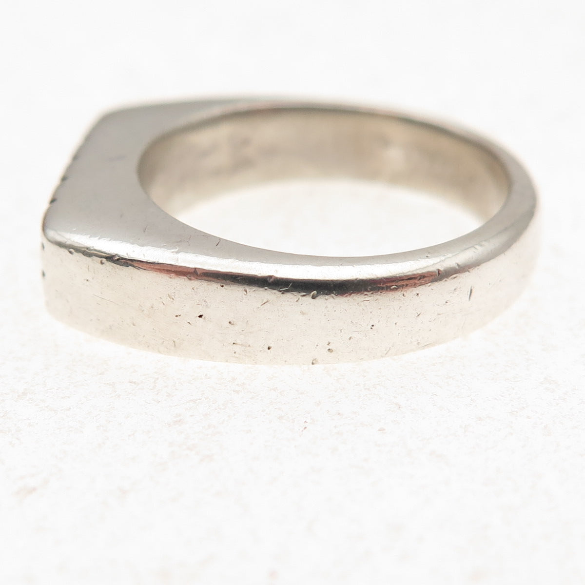 925 Sterling Silver Vintage Striped Oxidized Signet Ring Size 6.5