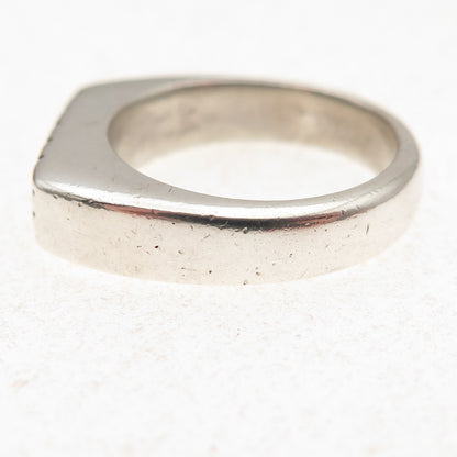 925 Sterling Silver Vintage Striped Oxidized Signet Ring Size 6.5