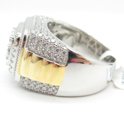 DADWANI 925 Sterling Silver 2-Tone Pave Swarovski Crystal Ring Size 11