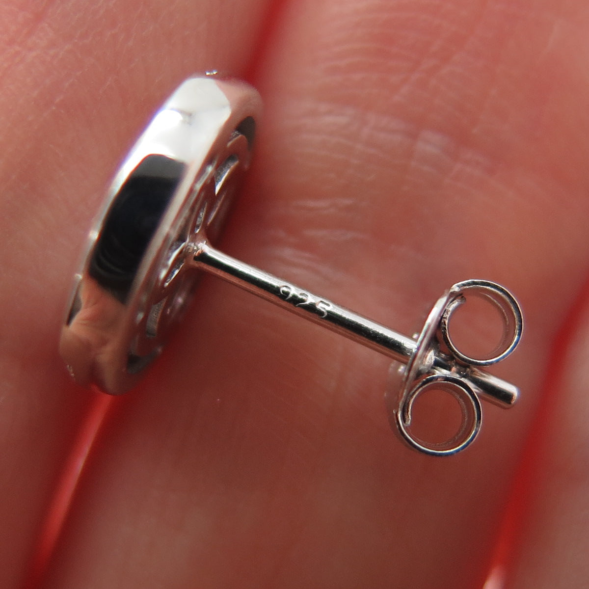 JANE SEYMOUR 925 Sterling Silver Round-Cut C Z Crescent Stud Earrings