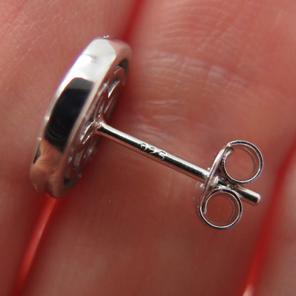 JANE SEYMOUR 925 Sterling Silver Round-Cut C Z Crescent Stud Earrings