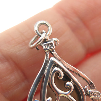SX SALLY C Sterling Silver Vintage Real Black Onyx Red Garnet MOP Charm Pendant