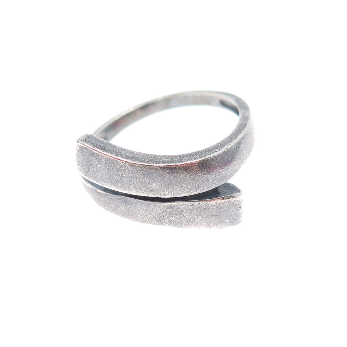 925 Sterling Silver Vintage Modernist Bypass Oxidized Ring Size 7