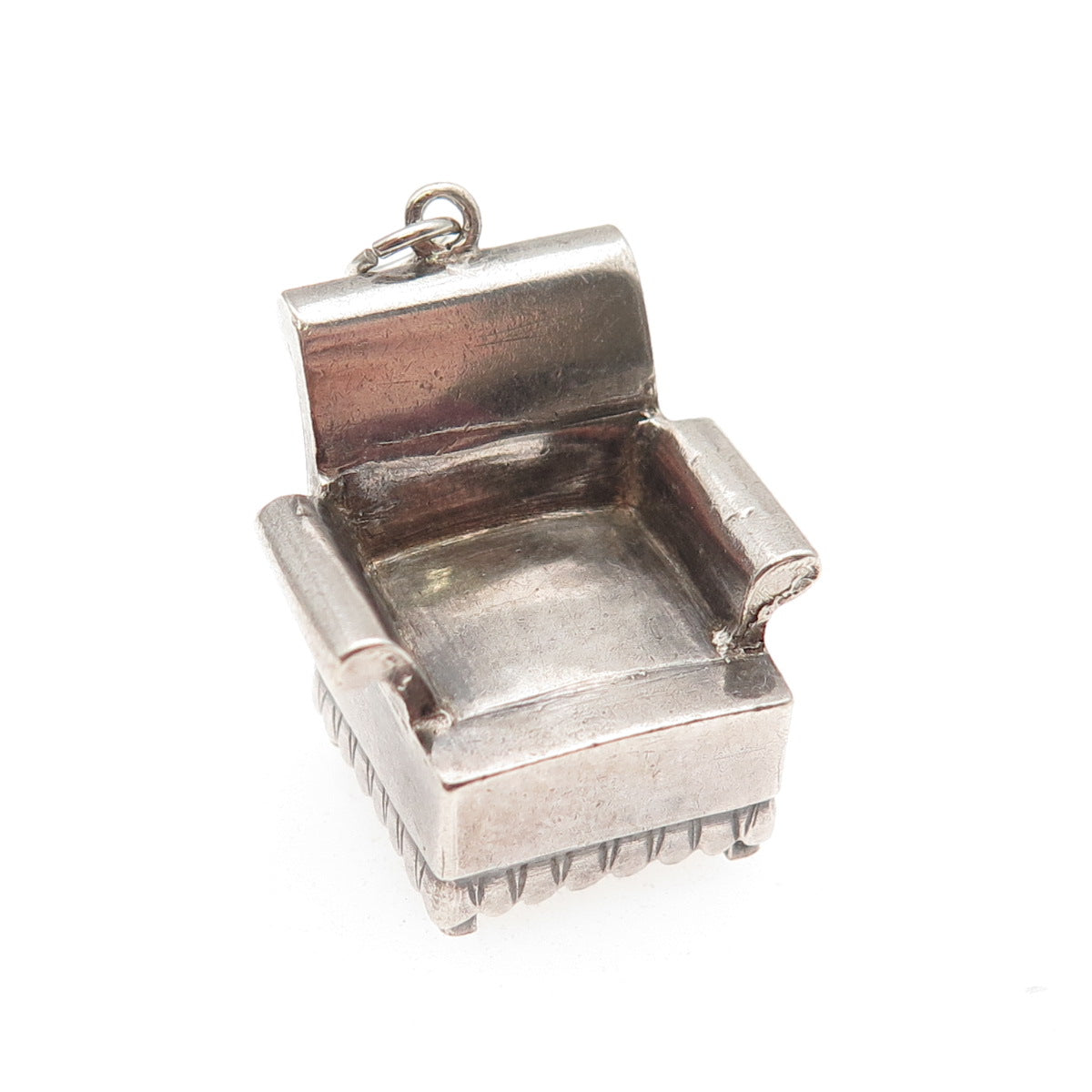 925 Sterling Silver Antique China Chair Oxidized 3D Mini Charm Pendant