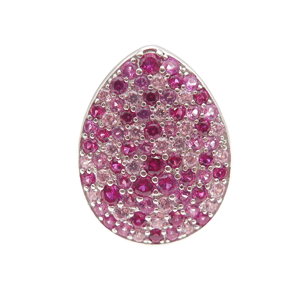 925 Sterling Silver Lab-Created Pink Sapphire & Ruby Teardrop Ring Size 8