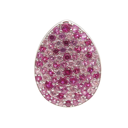 925 Sterling Silver Lab-Created Pink Sapphire & Ruby Teardrop Ring Size 8