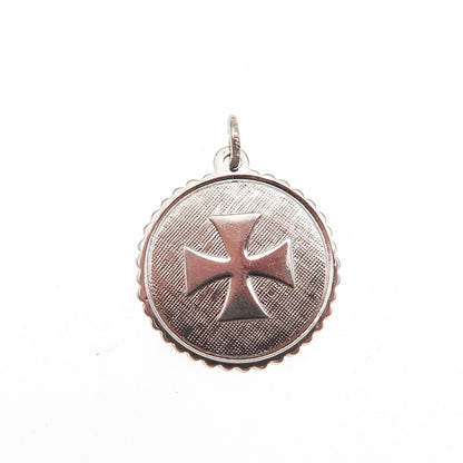 Elco 925 Sterling Silver Vintage Maltese Cross Charm Pendant