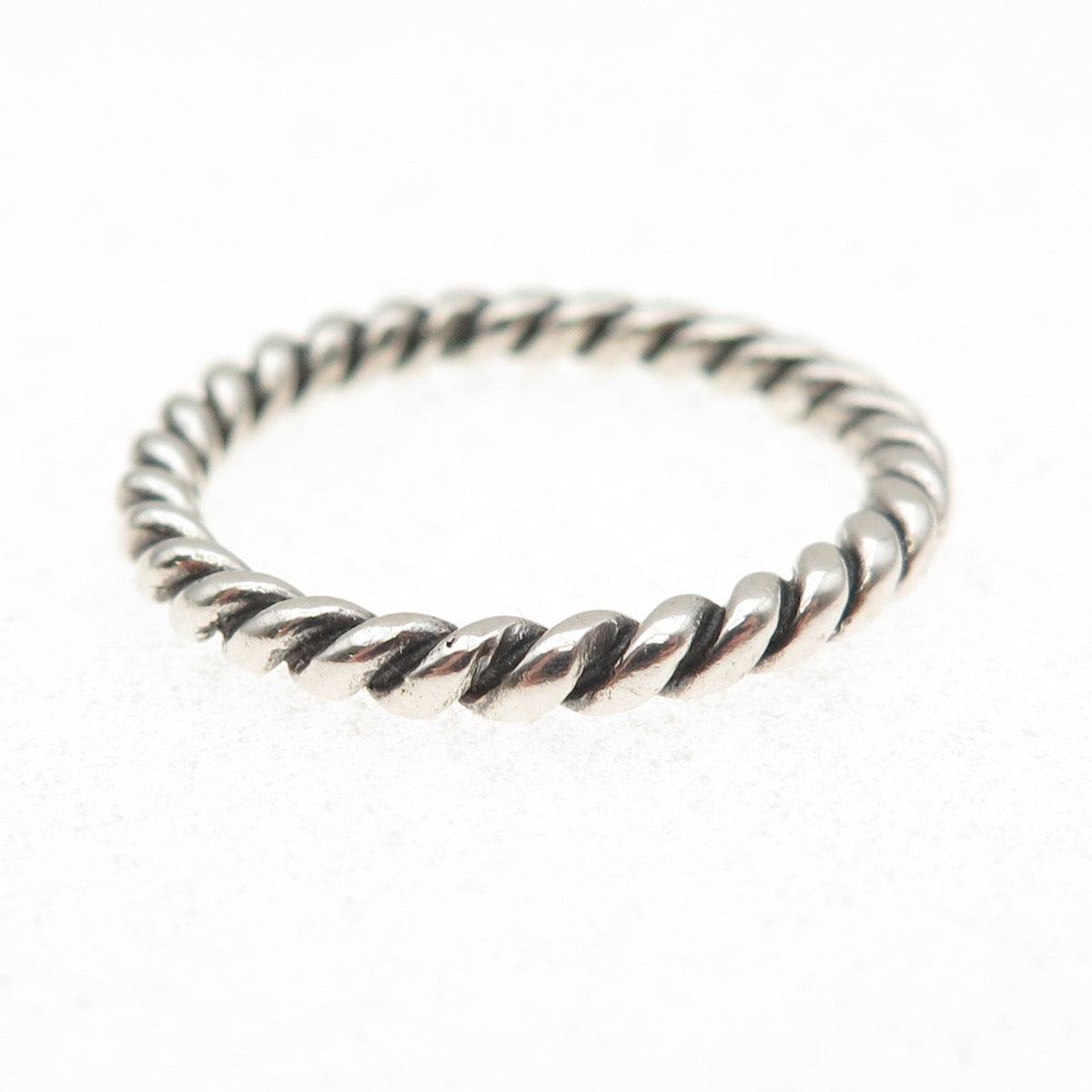 925 Sterling Silver Vintage Oxidized Twisted Stackable Band Ring Size 9