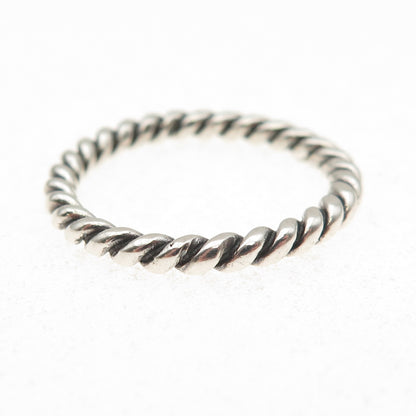 925 Sterling Silver Vintage Oxidized Twisted Stackable Band Ring Size 9