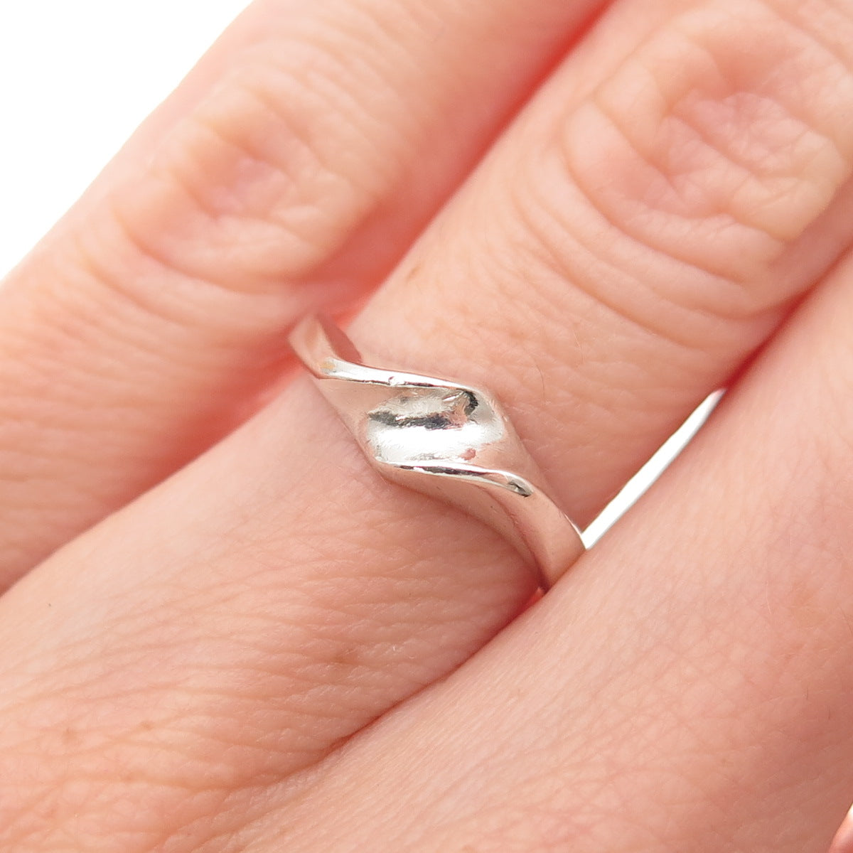 925 Sterling Silver Vintage Mexico Modernist Oxidized Ring Size 5.5