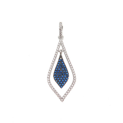 925 Sterling Silver Round-Cut Blue & White Petal Charm Pendant