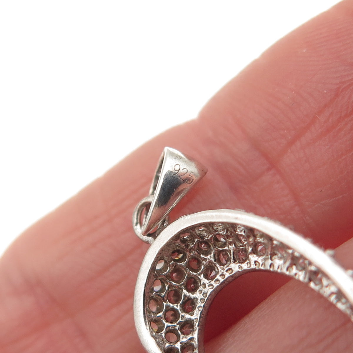 925 Sterling Silver Round-Cut C Z Heart Charm Pendant