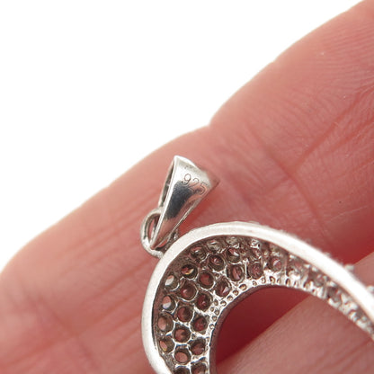 925 Sterling Silver Round-Cut C Z Heart Charm Pendant