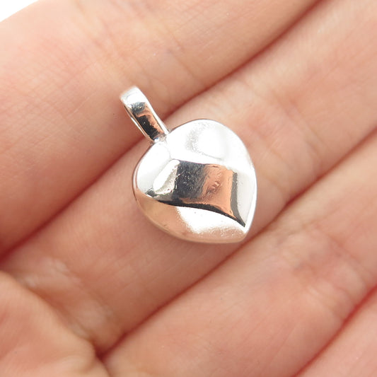 925 Sterling Silver Vintage Modernist Heart Minimalist Charm Pendant