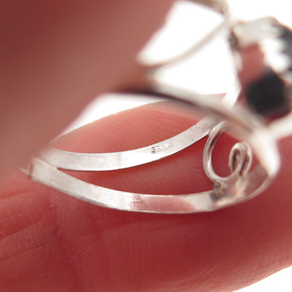 925 Sterling Silver Vintage Real Red Garnet Swirl Ring Size 6