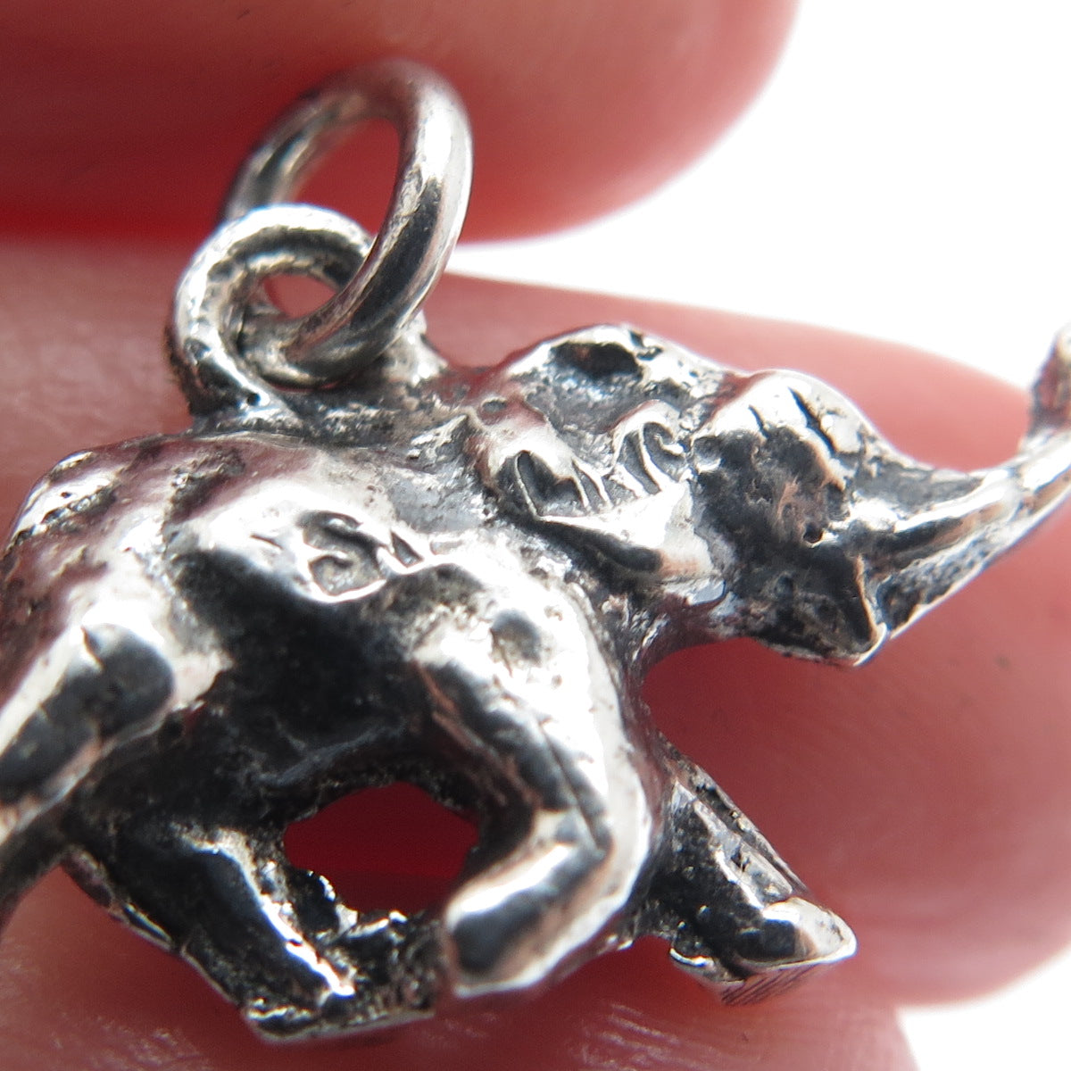 925 Sterling Silver Vintage Elephant Oxidized Minimalist Charm Pendant